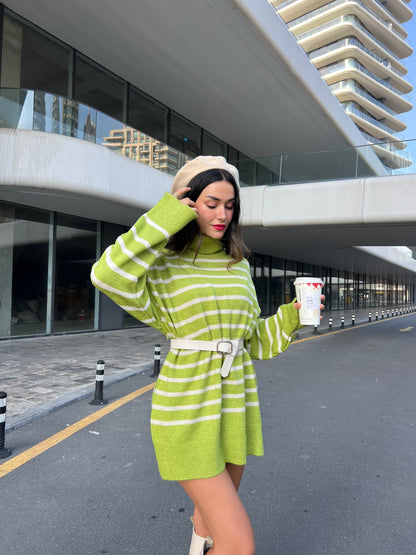 Lime Turtle Neck Dress