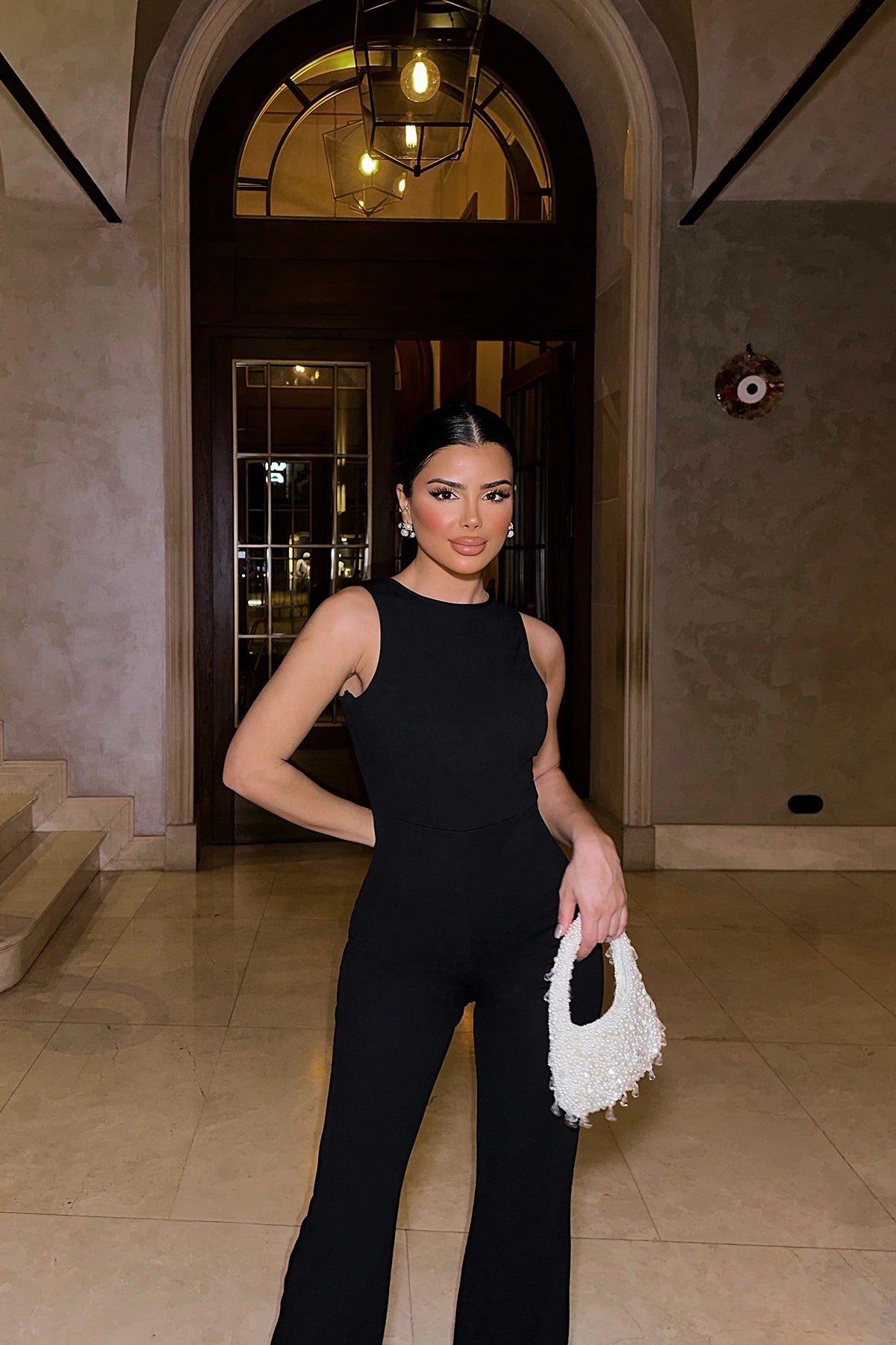 Jwelled Jet-Black Jumpsuit