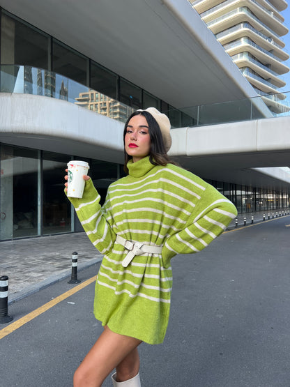 Lime Turtle Neck Dress