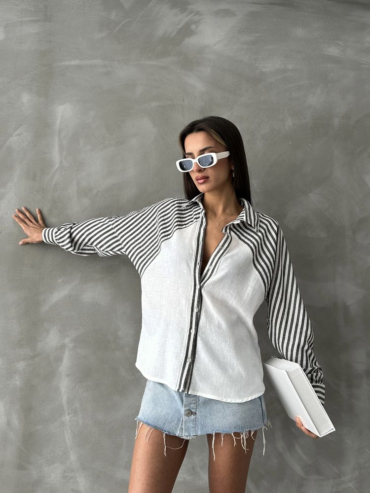 Black Striped Linen Shirt