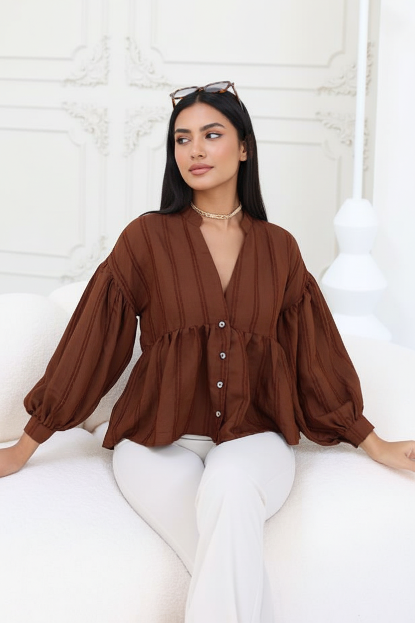 Brown Peplum Top