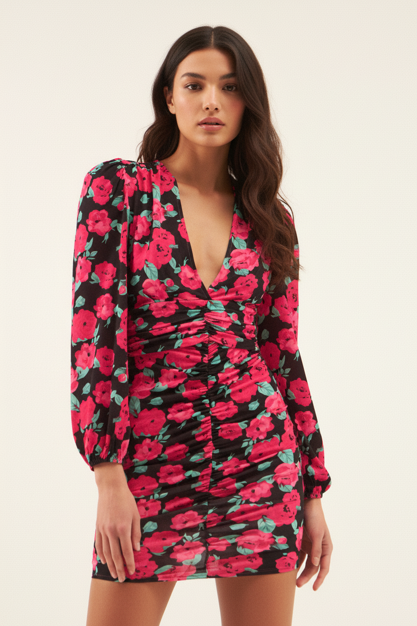 Printed Ruched Dress