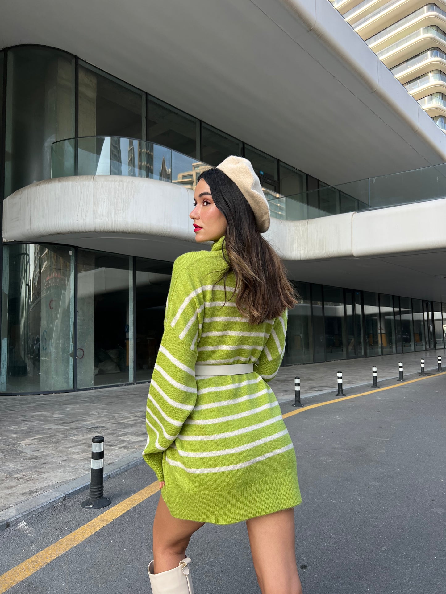 Lime Turtle Neck Dress