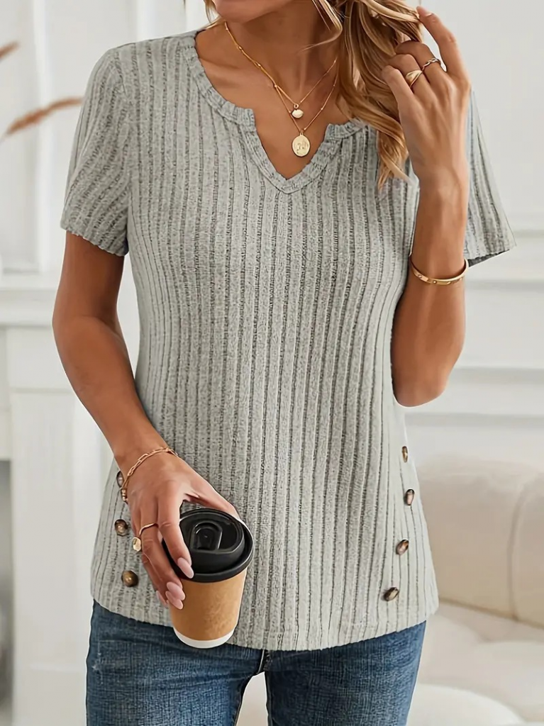 Ribbed Side Button Top