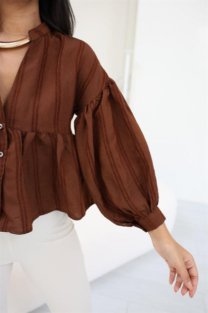 Brown Peplum Top