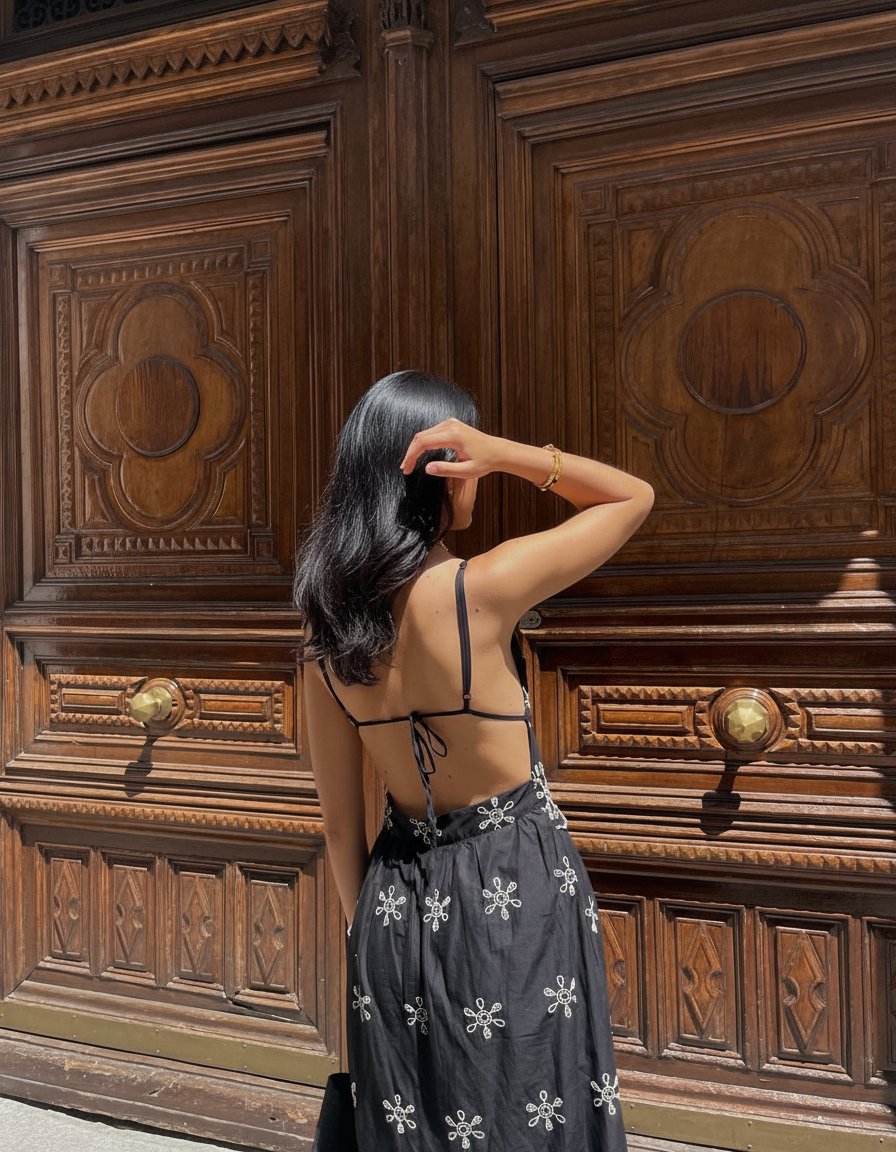 Embroidered Black Dress