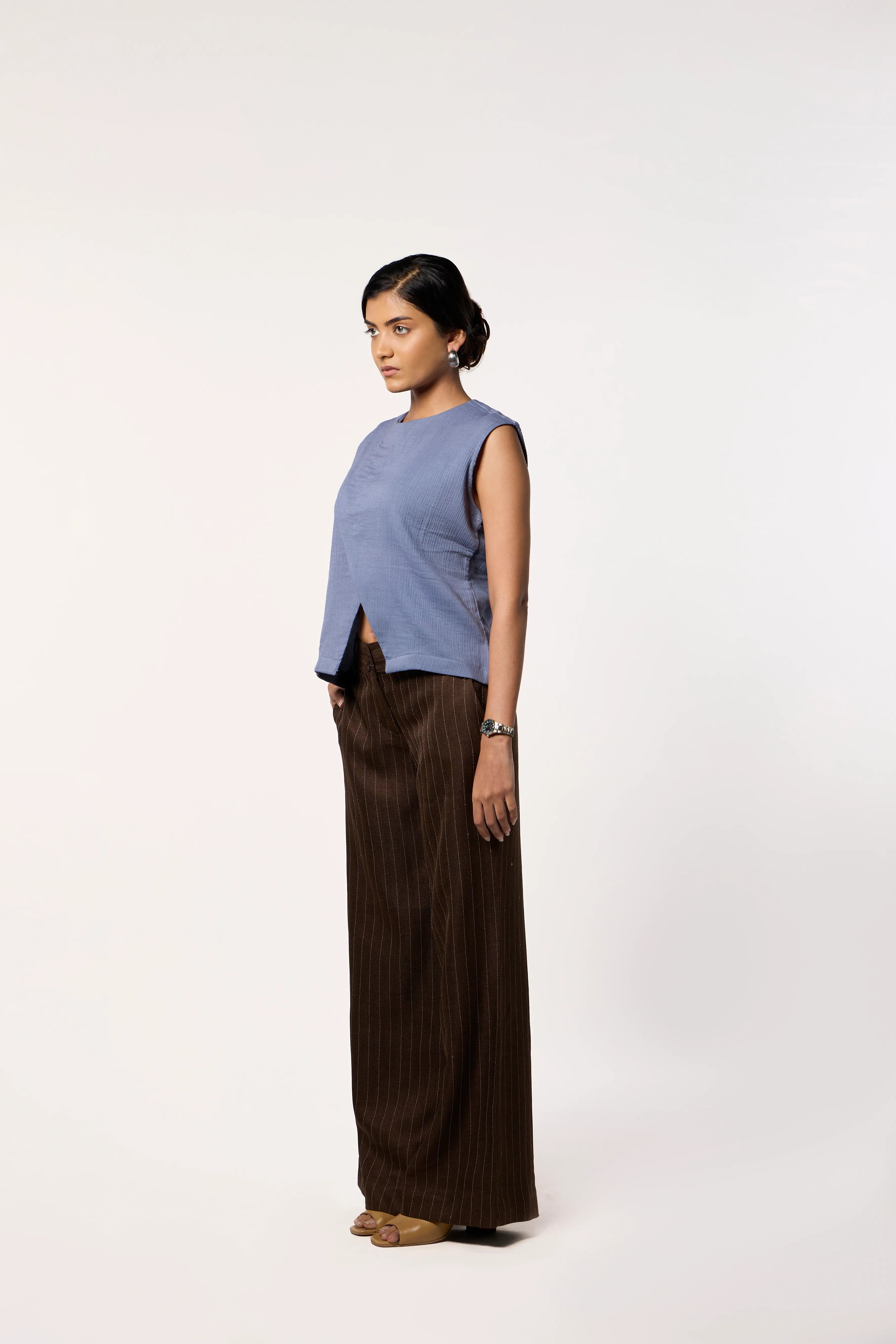 Breezy Wrinkle Top- Grey