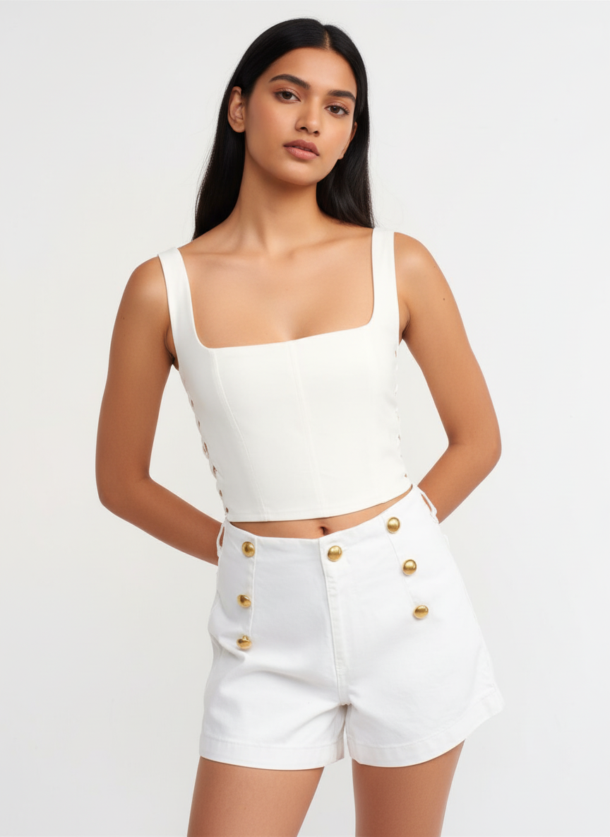 Button Embellished Shorts