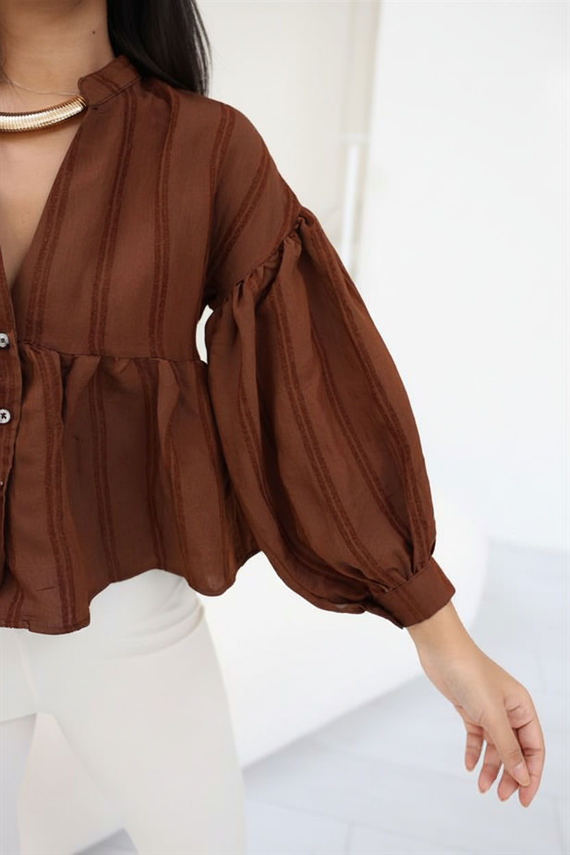 Brown Peplum Top