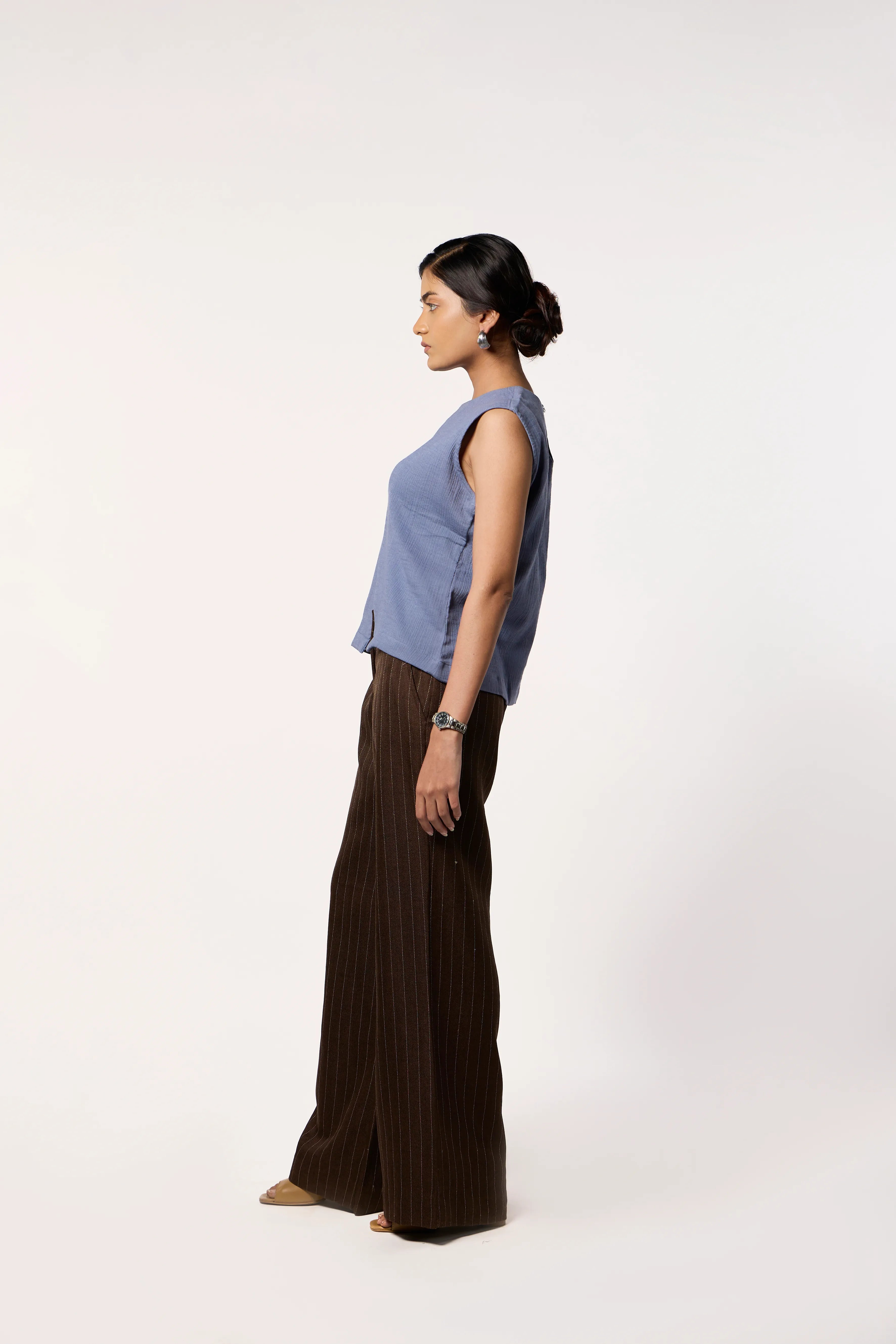 Breezy Wrinkle Top- Grey