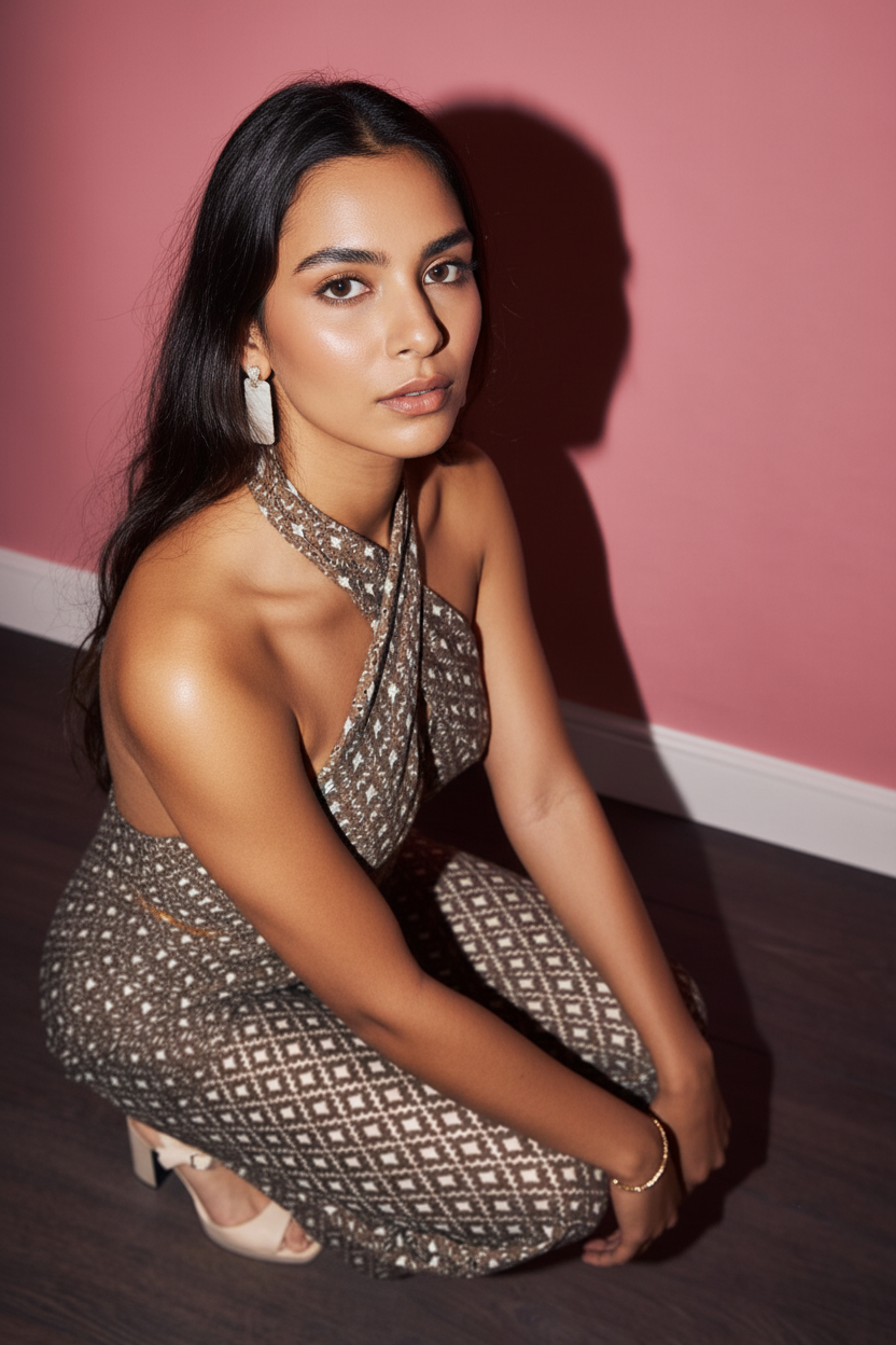 Brown Printed Jumpsuit