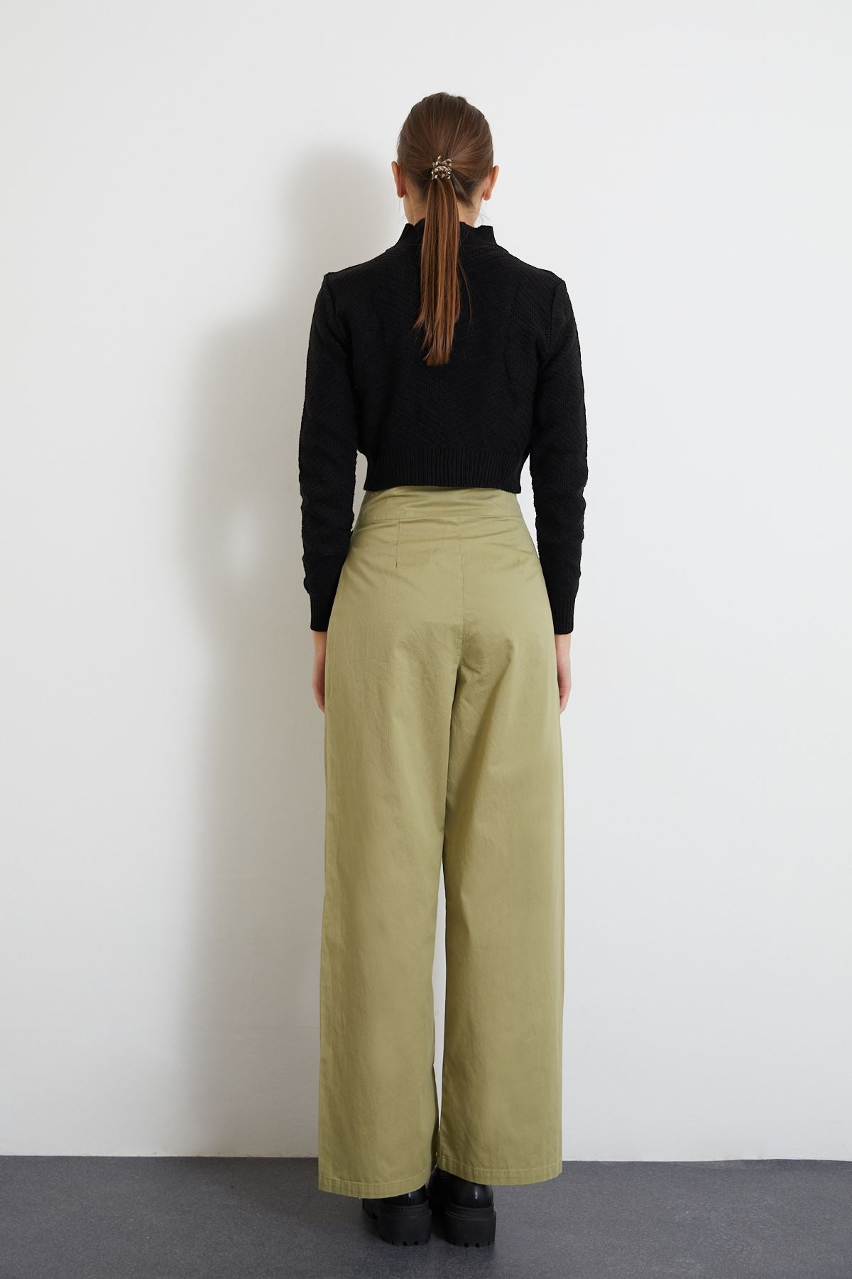 Khaki Buckle Belt Trouser