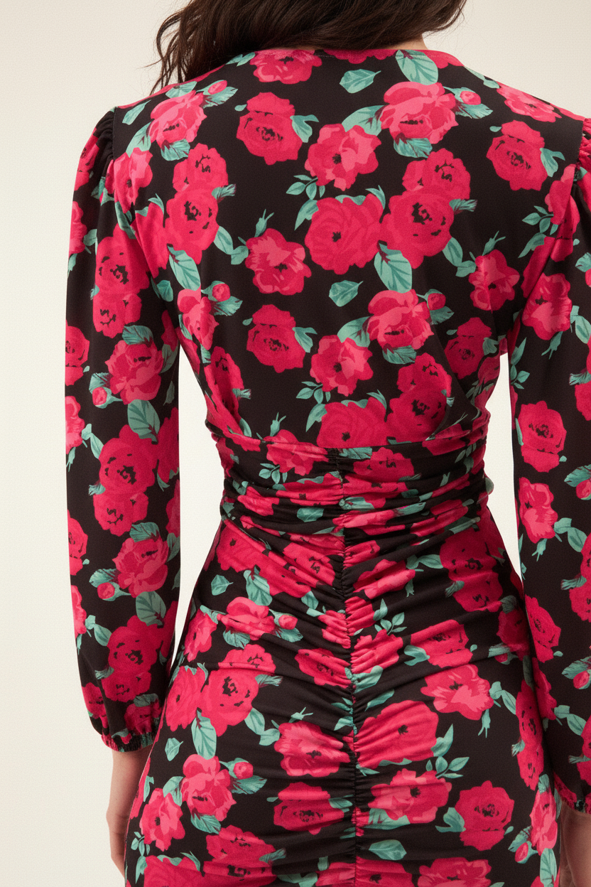 Printed Ruched Dress