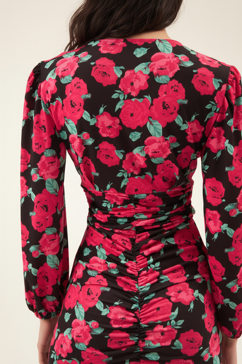 Printed Ruched Dress