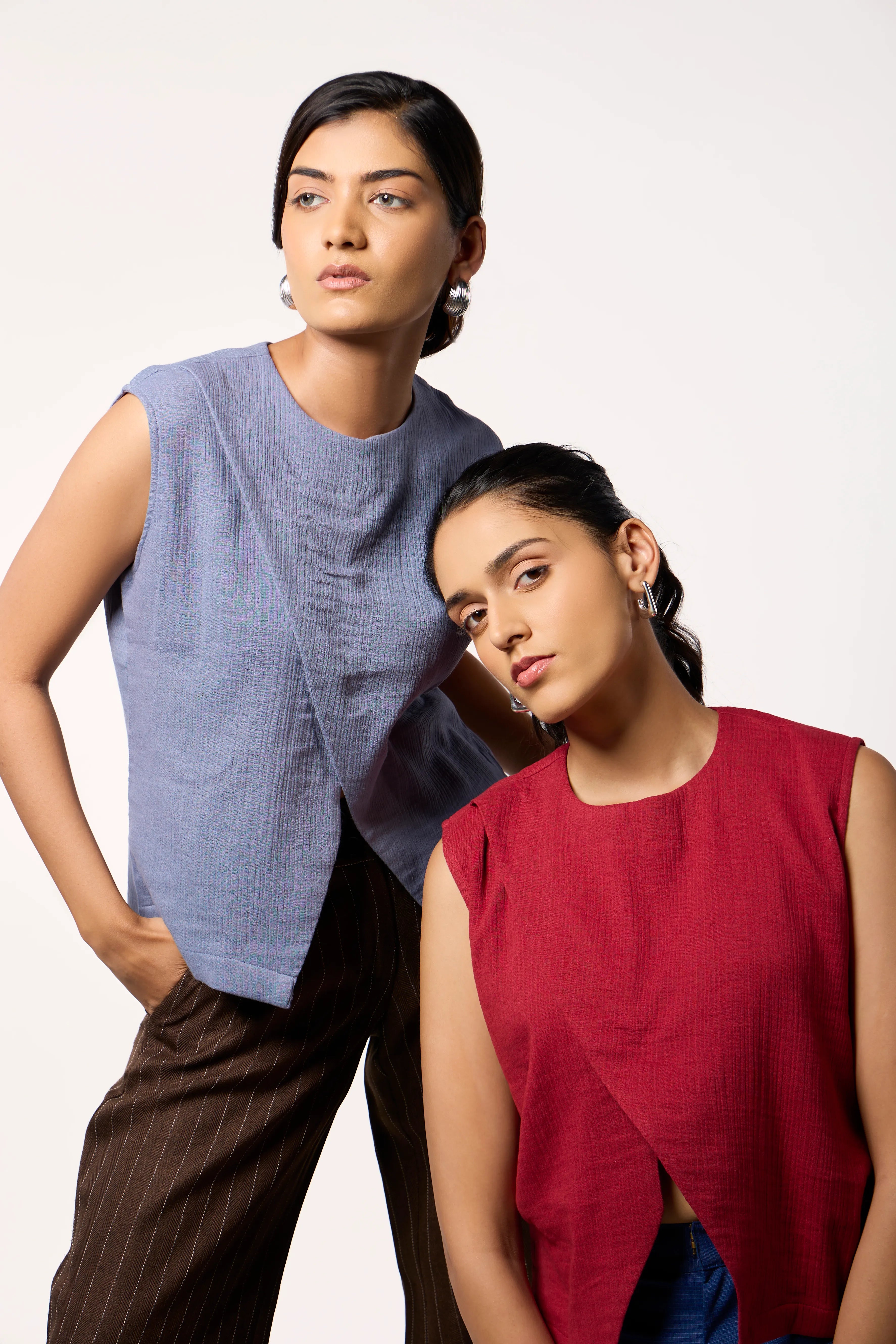 Breezy Wrinkle Top- Grey