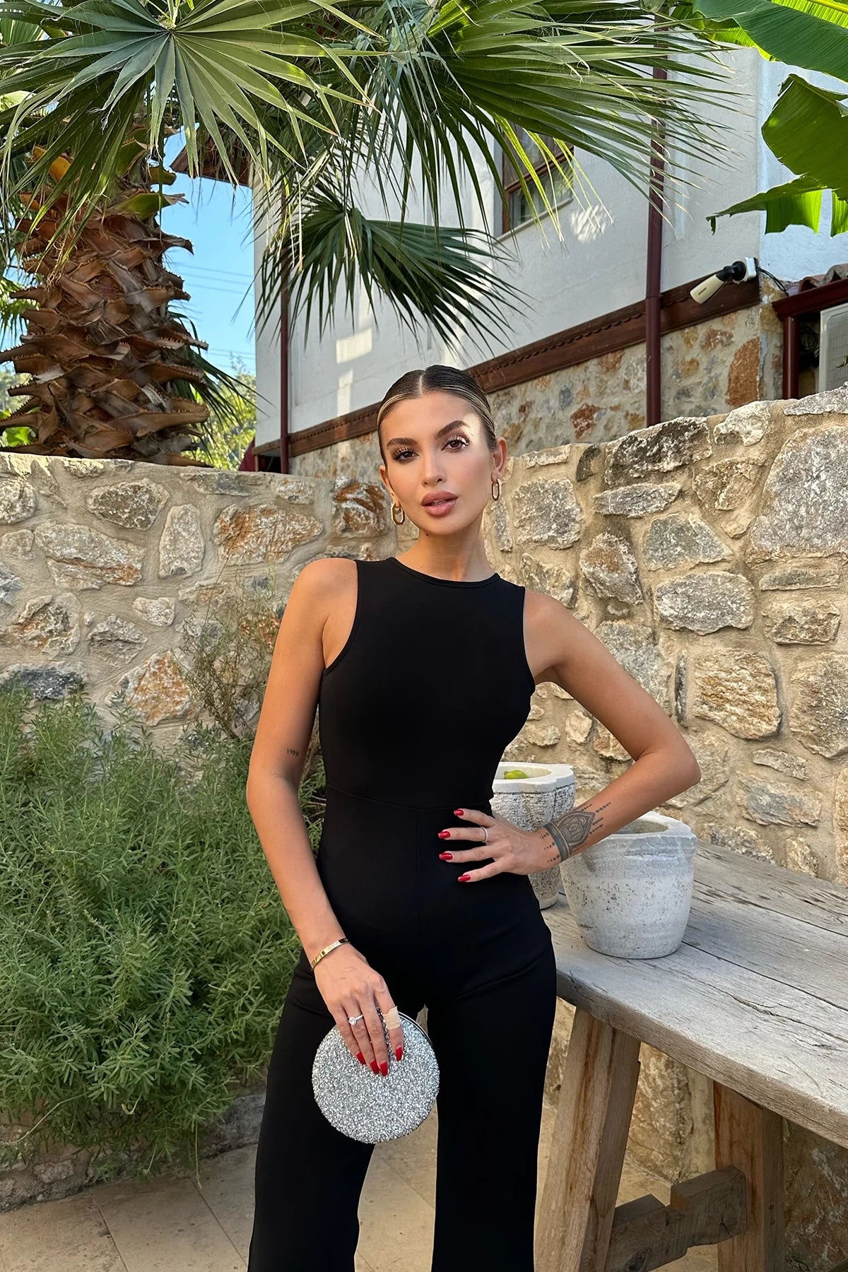 Jwelled Jet-Black Jumpsuit