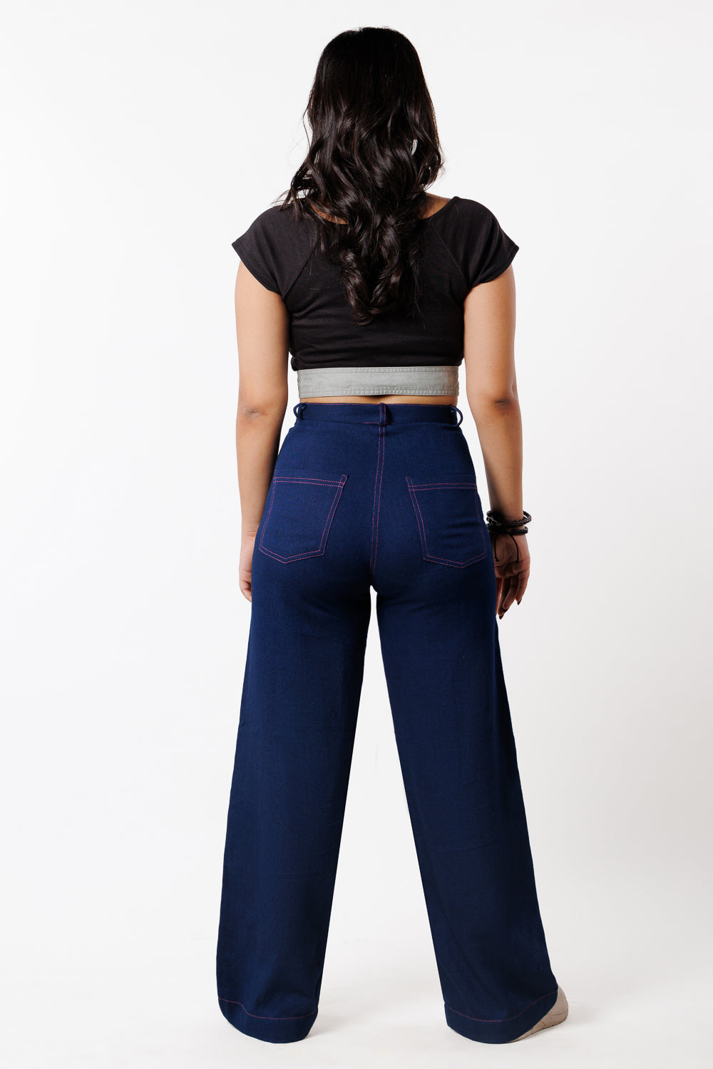 Herringbone Wide-Leg Pants