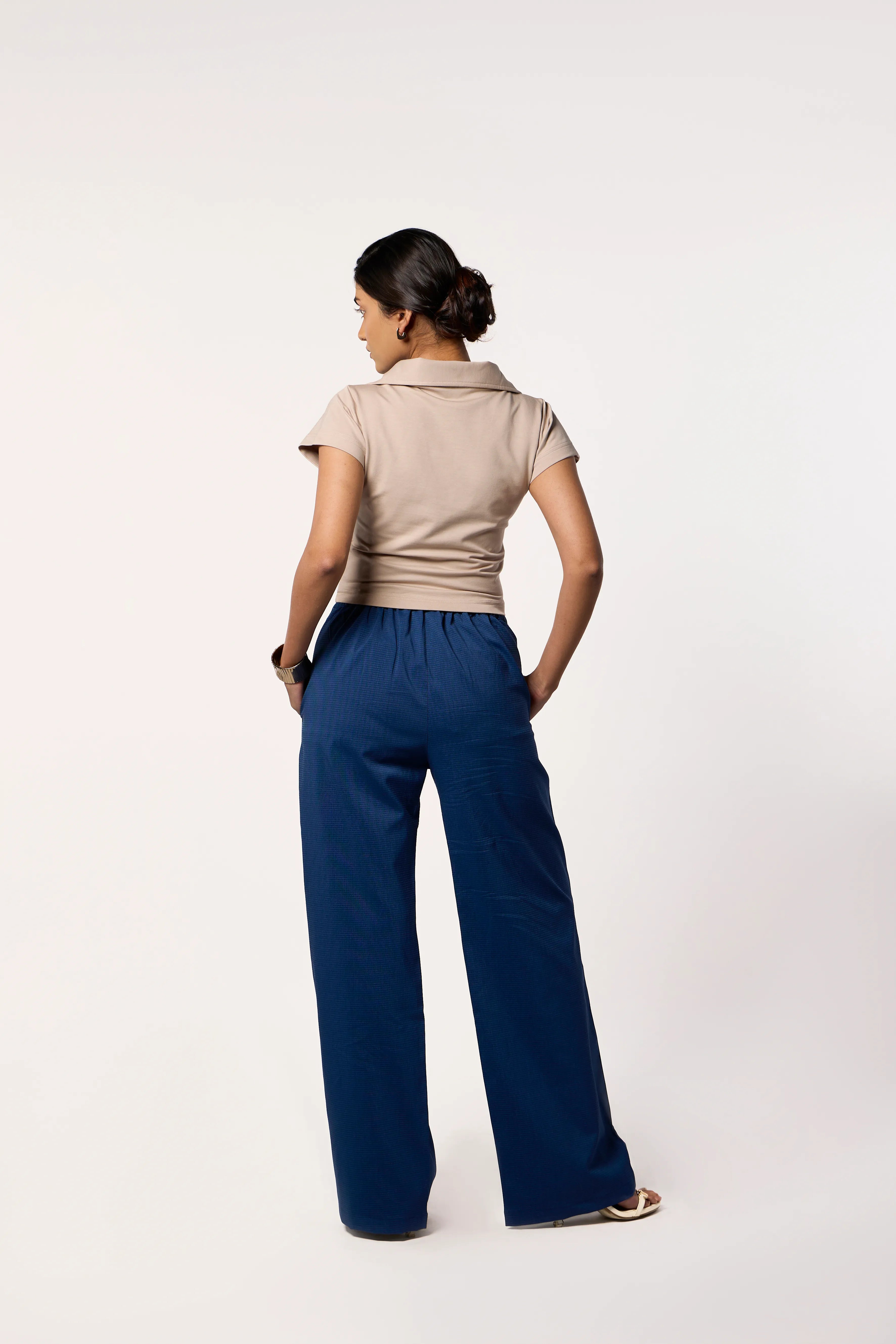 Collared Crop Tee- beige