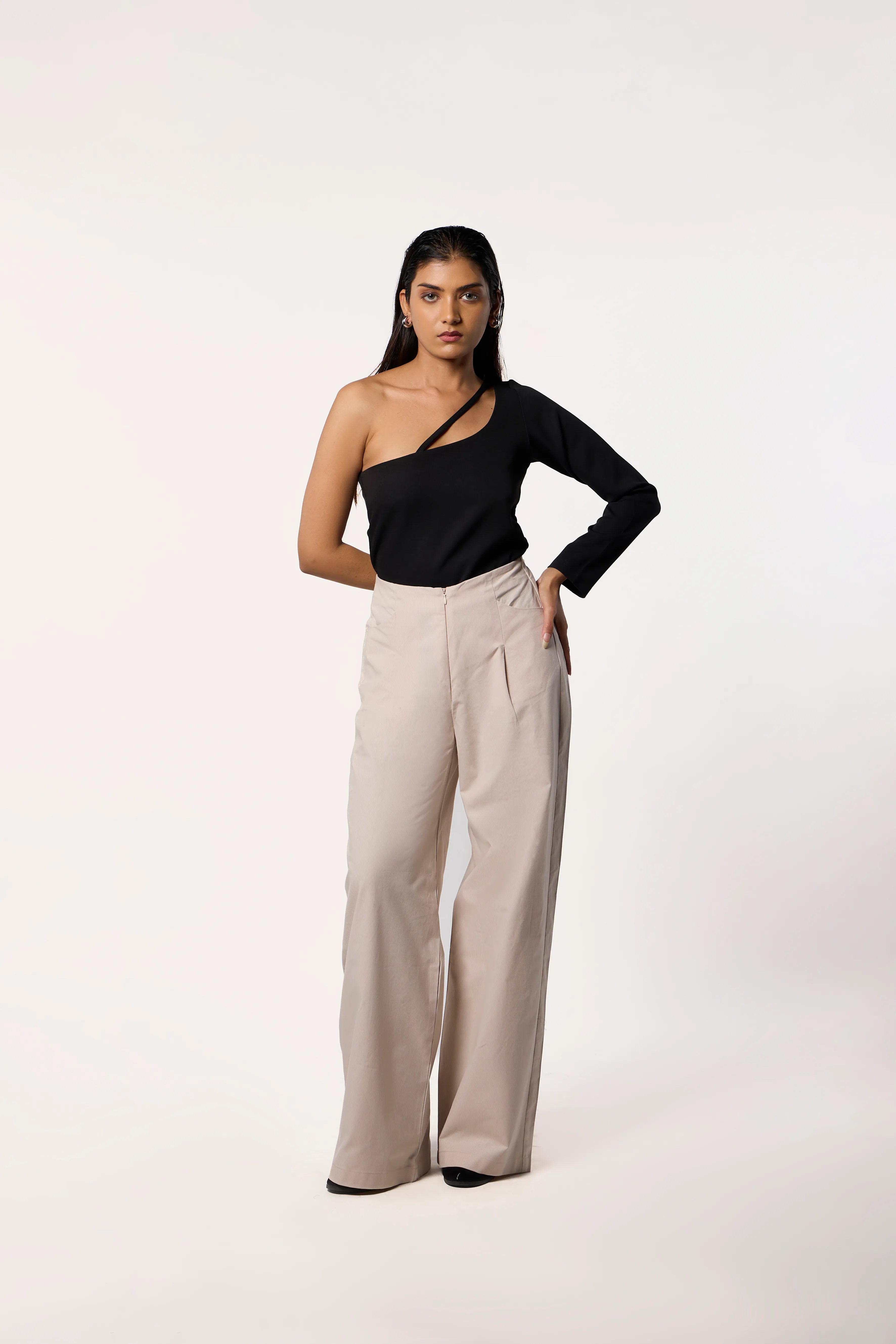 To One Side Bodysuit- Black