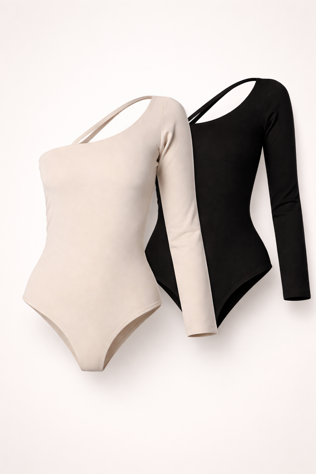 (Pack of 2) To One Side Bodysuit - Beige, Black