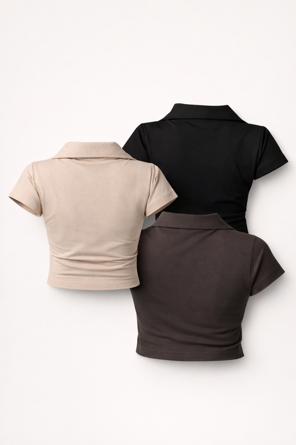 (Pack of 3) Collared Crop Tee