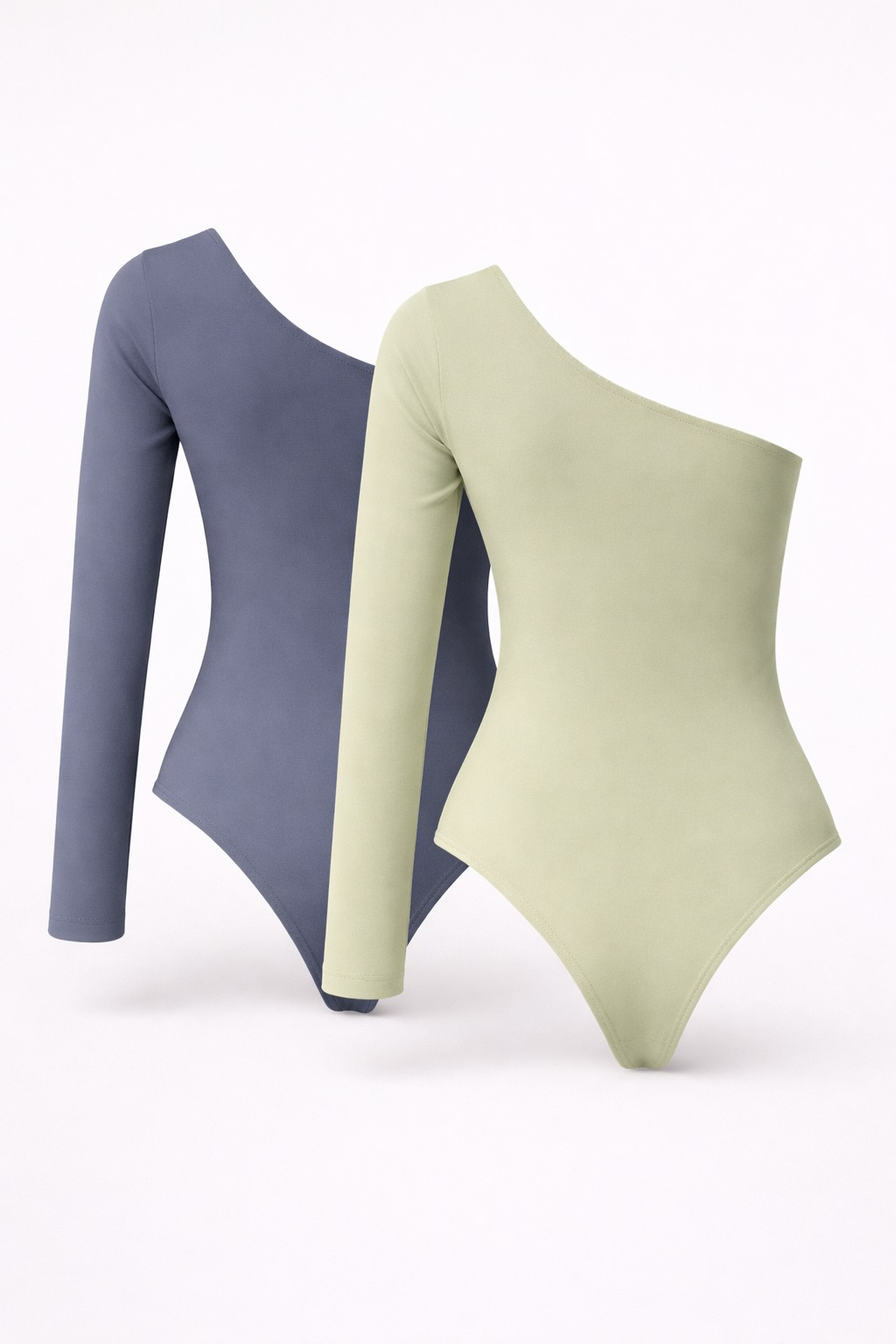 (Pack of 2) To One Side Bodysuit - Grey, Sage Green