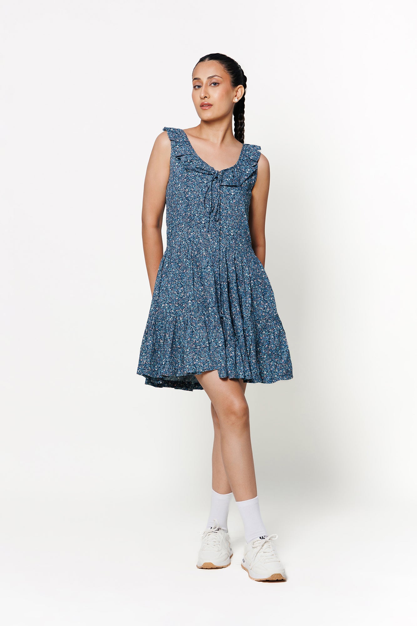 Blue Daisy Ruffle Dress