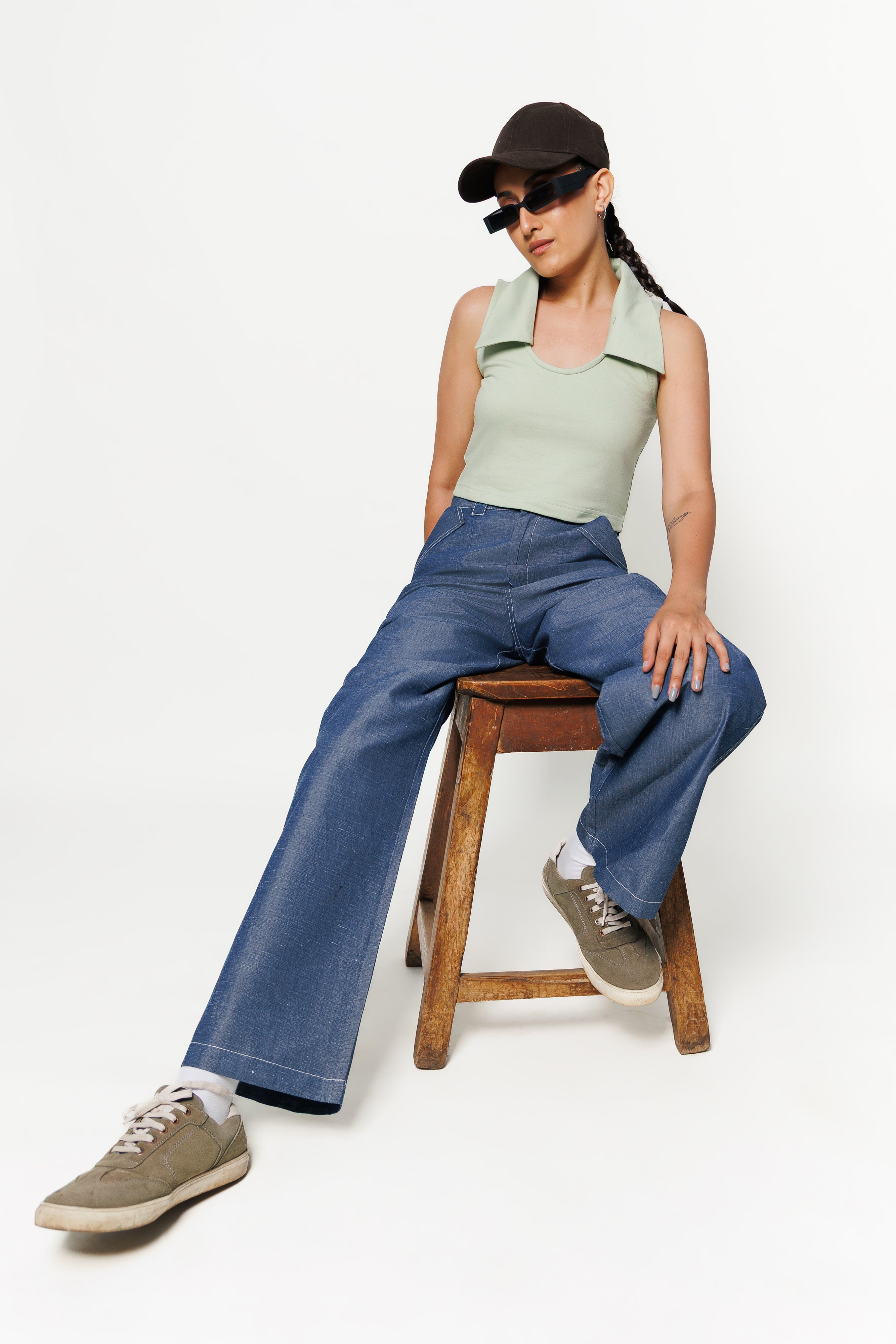 Washed Denim Trouser