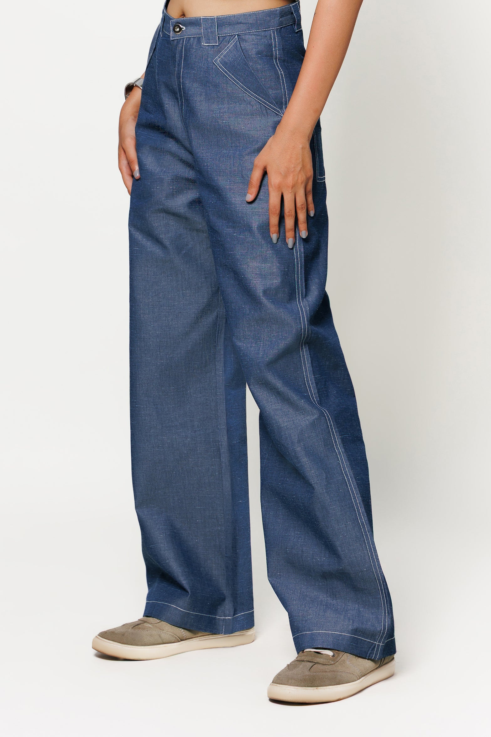 Washed Denim Trouser