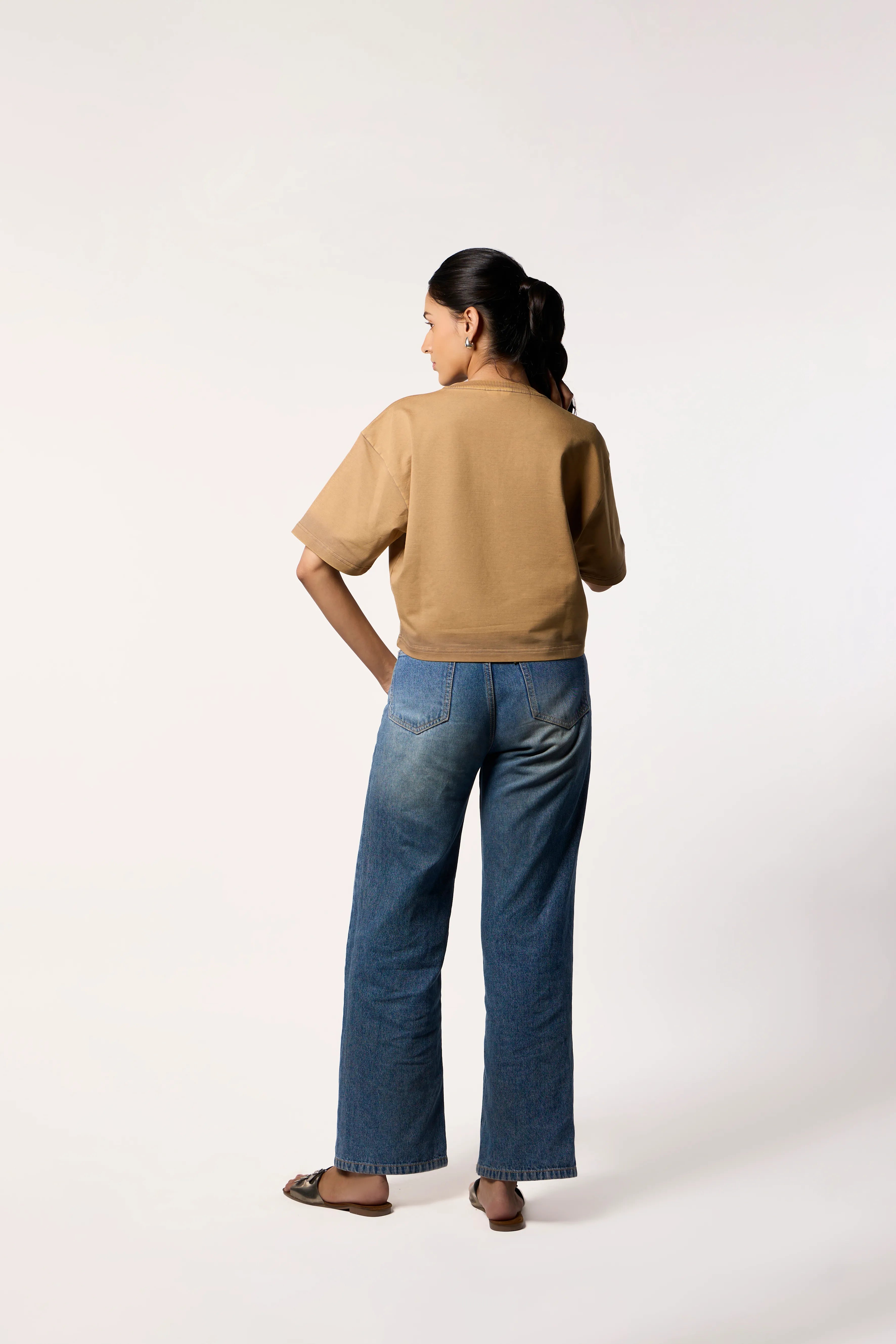 Washed Crop Tee- Khaki