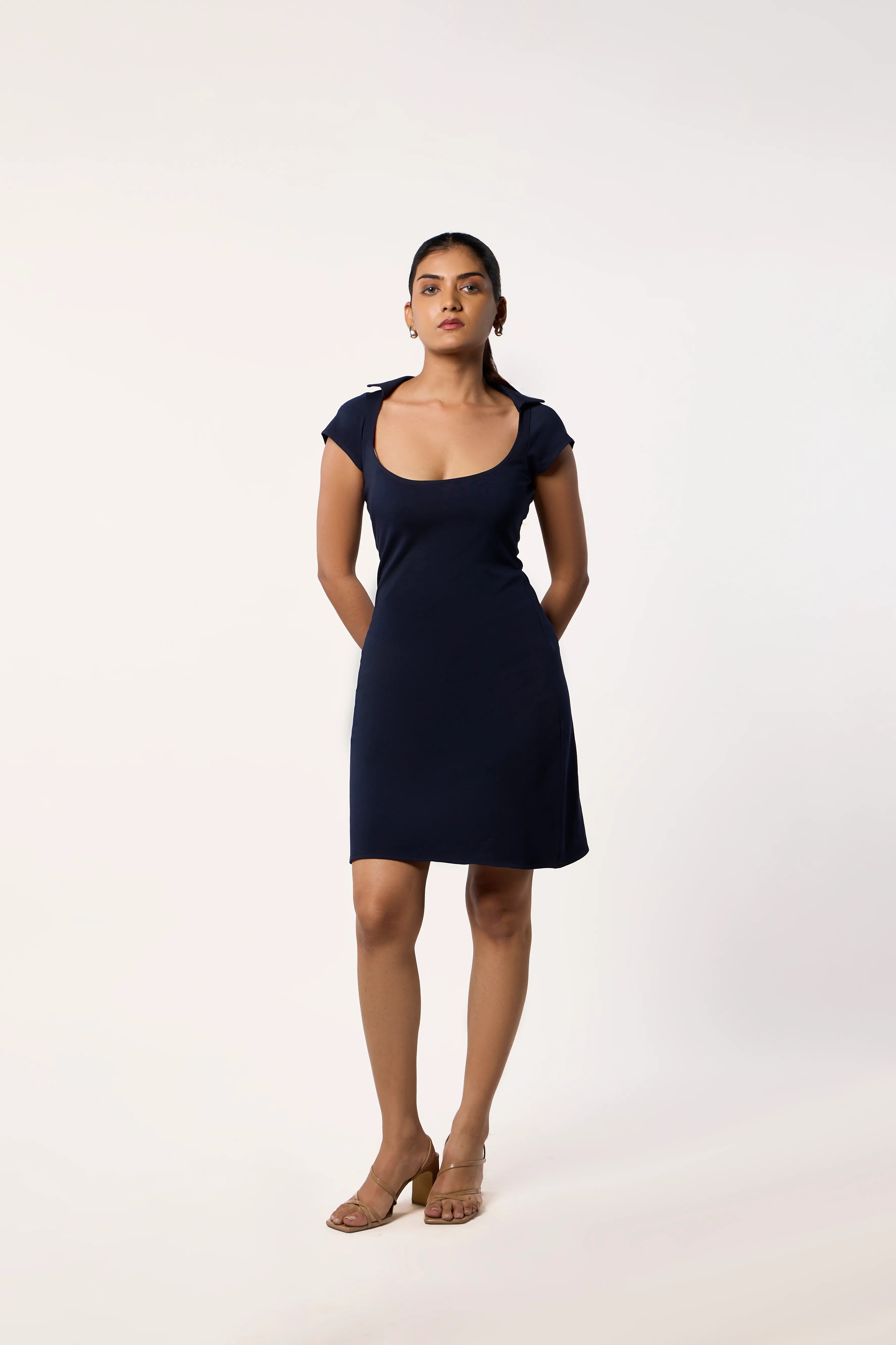 Scoop Bodycon Dress- Navy