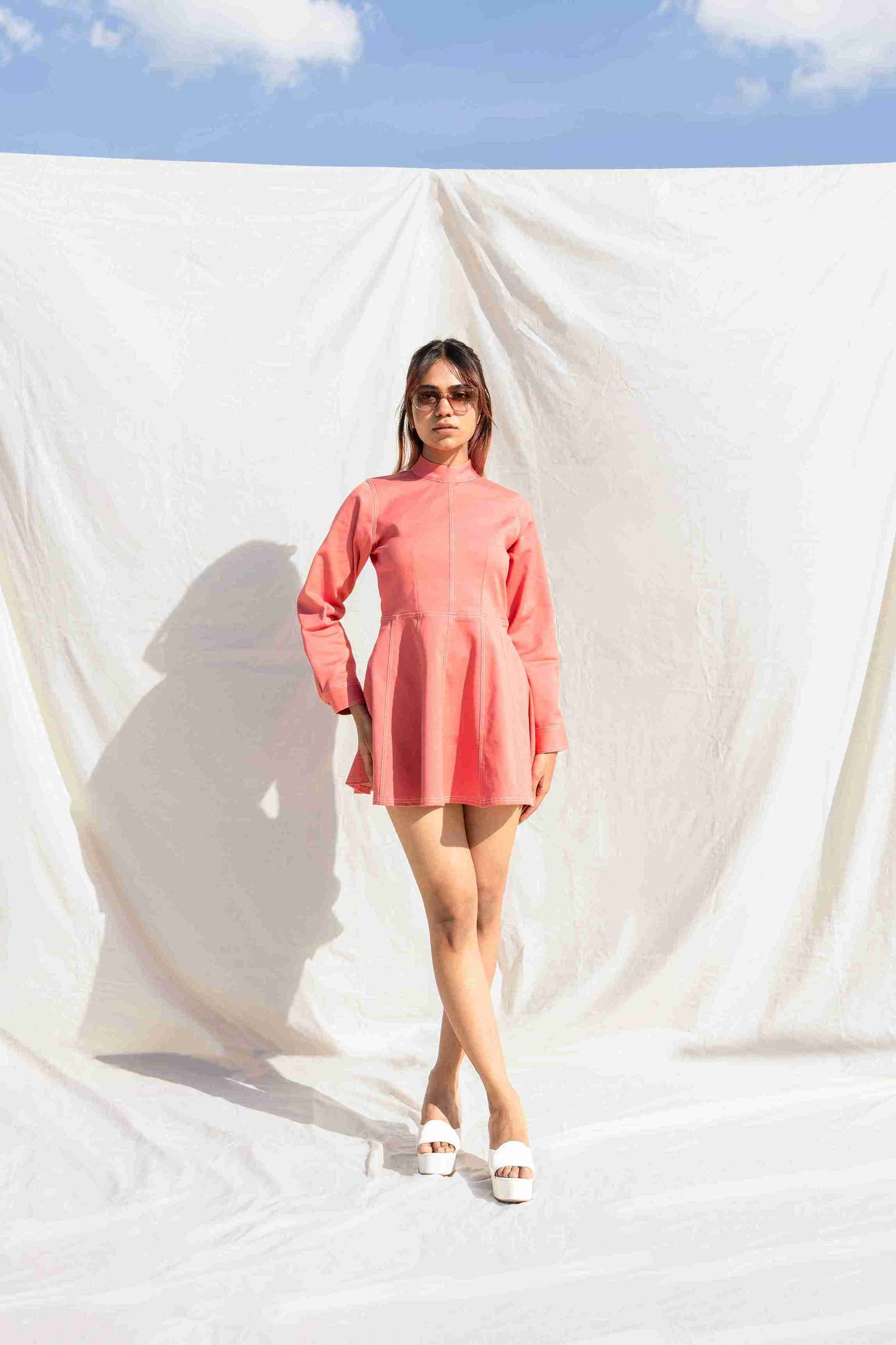 Shell Pink Top Stitch Dress