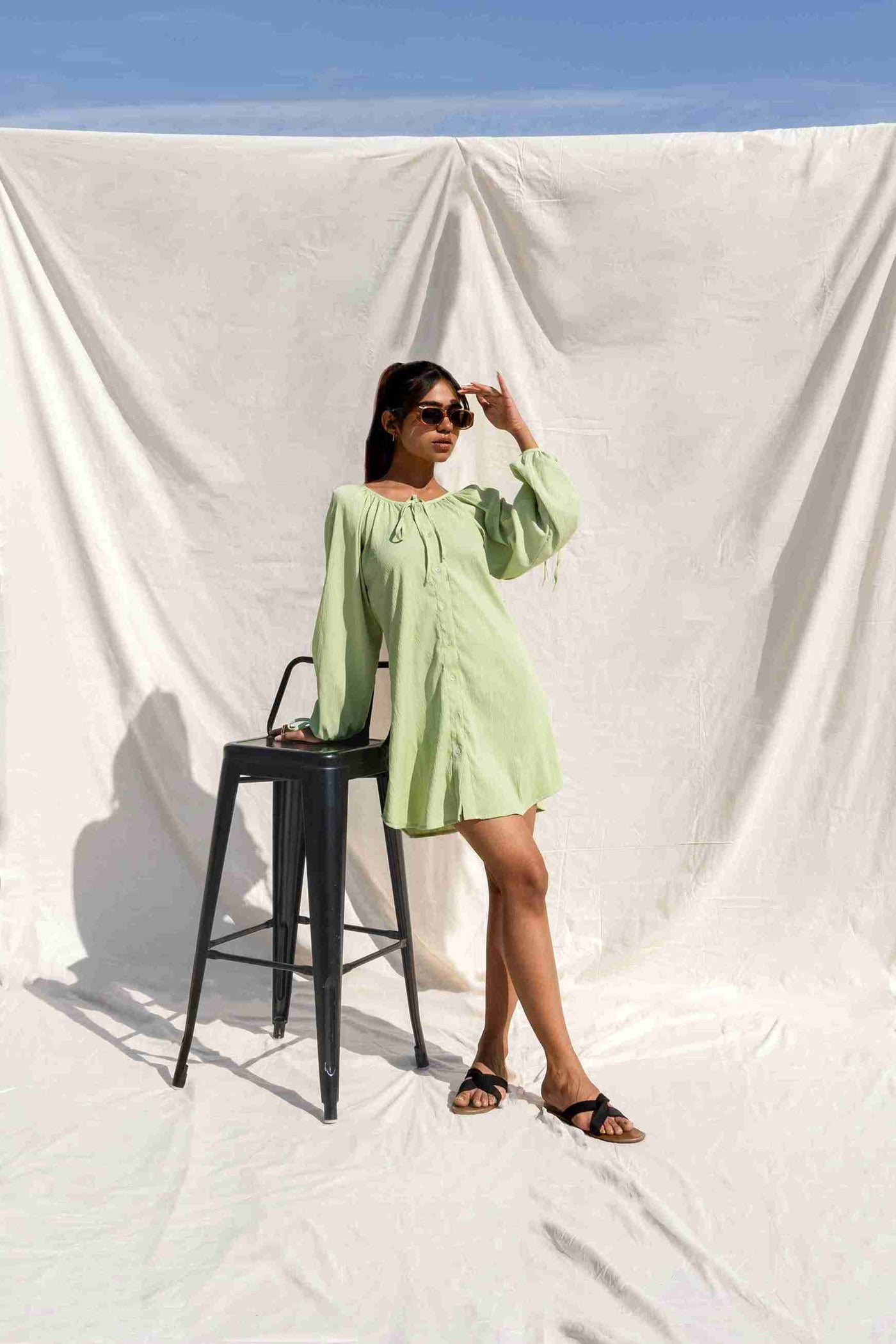 lime cream dress Cream Crinkle Textured Cap Sleeve Midi Dress
