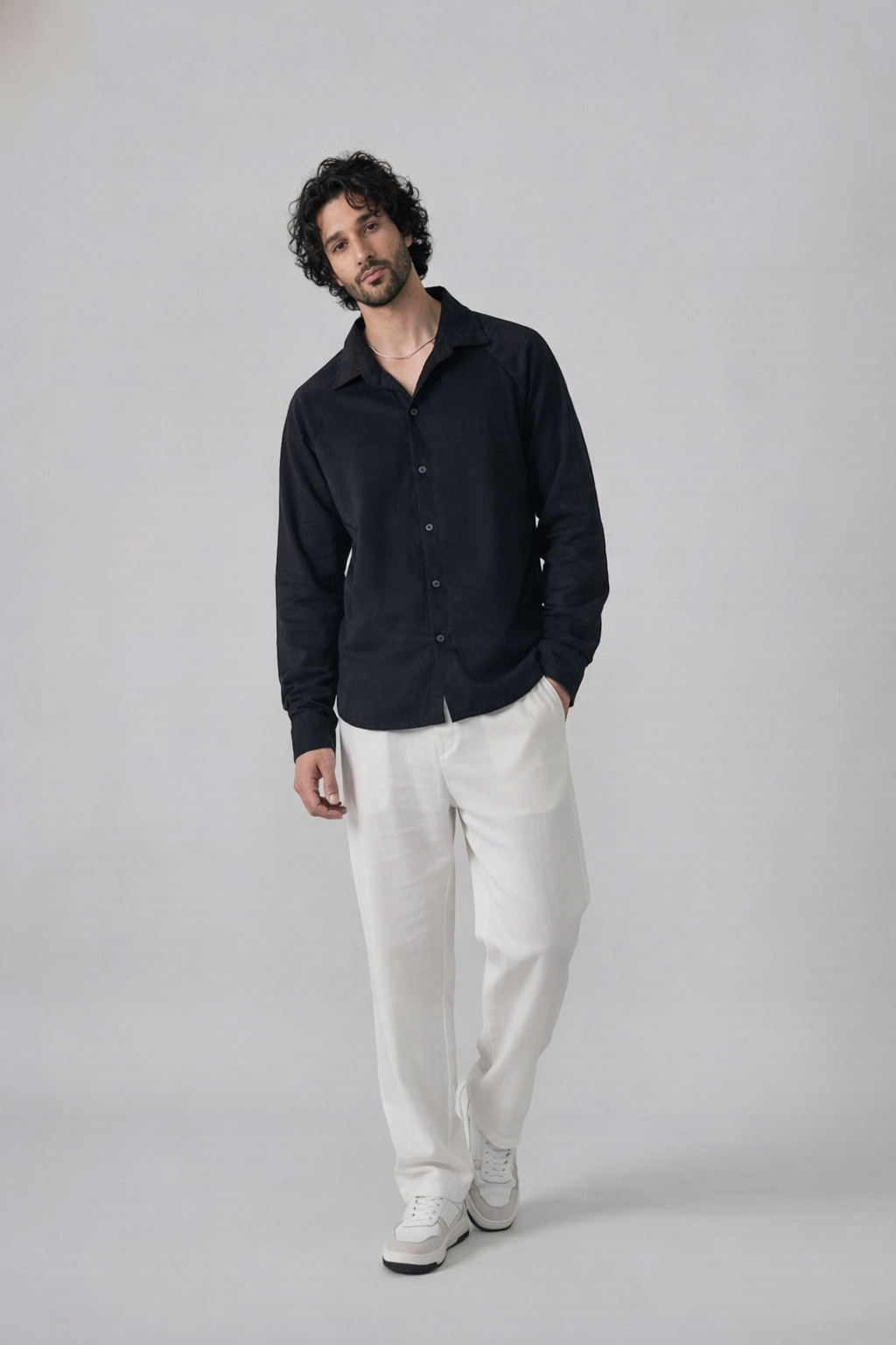 Corded Classic Shirt- Black
