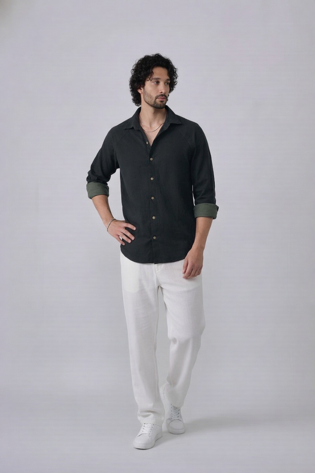 Corded Classic Shirt- Green