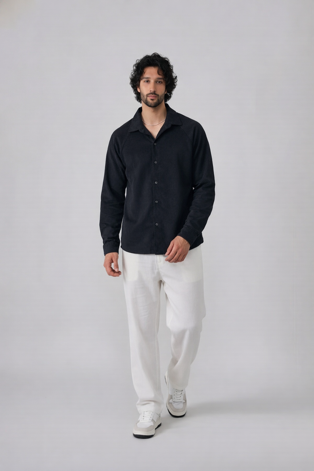 Corded Classic Shirt- Black