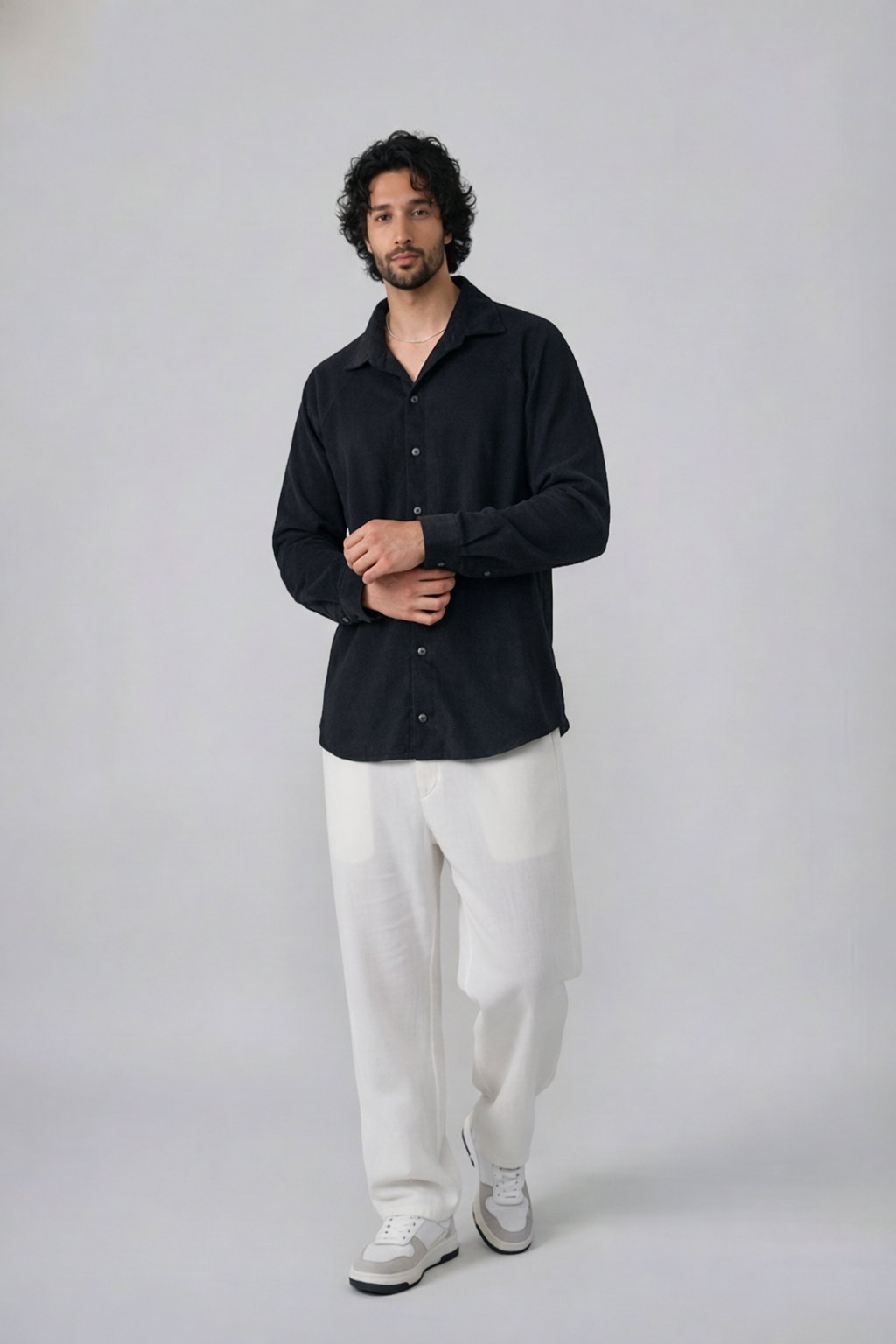 Corded Classic Shirt- Black