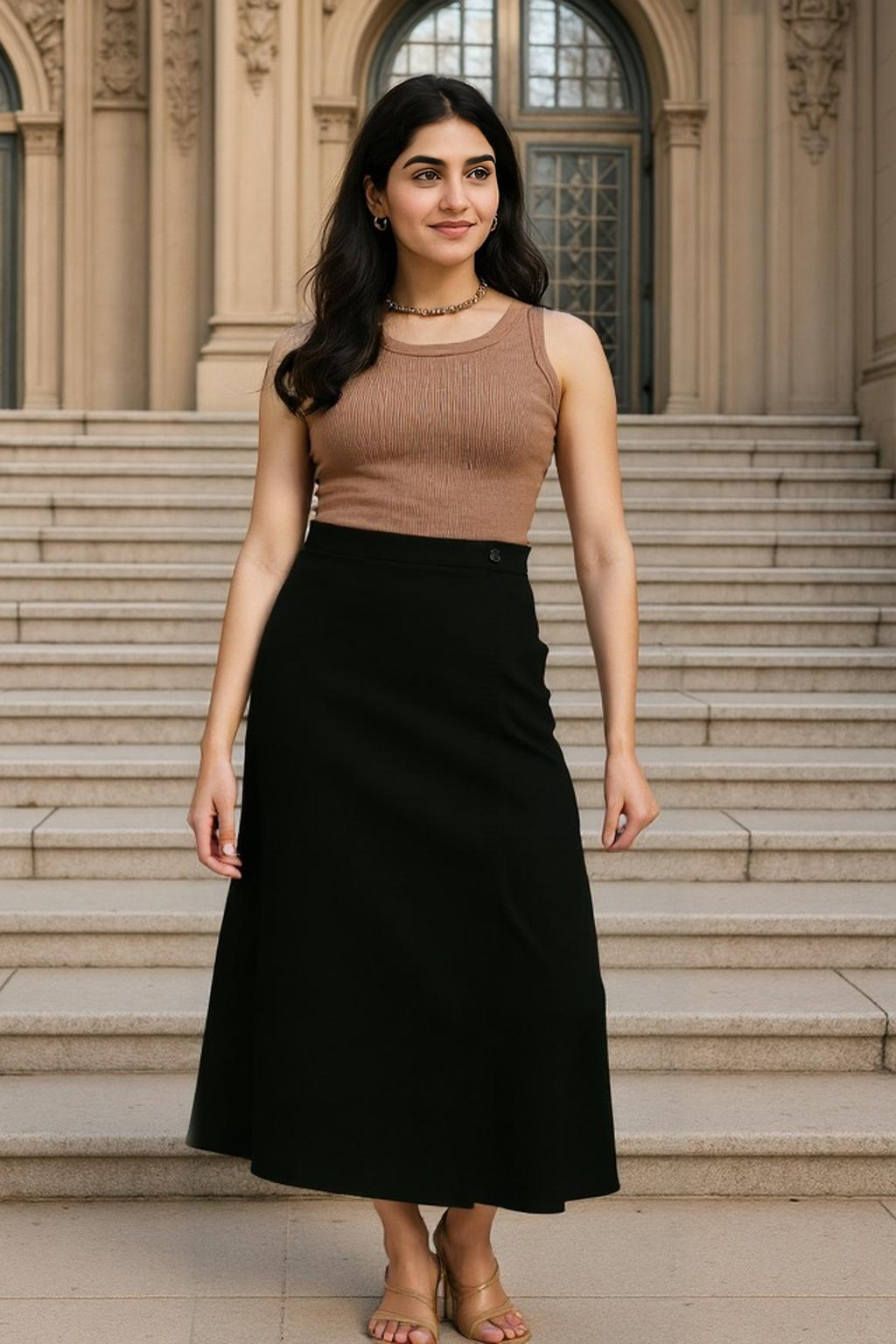 All Black A-Line Skirt