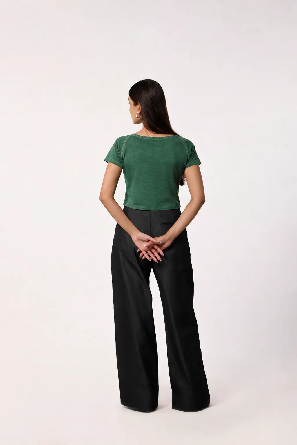 Washed Baby Tee- Dark Green