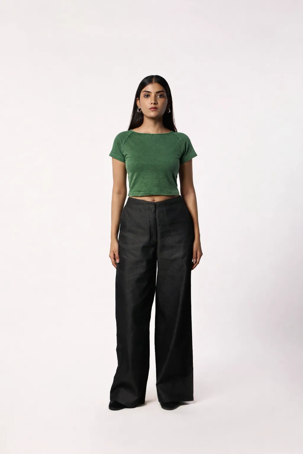 Washed Baby Tee- Dark Green