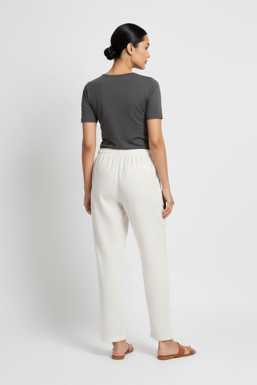 Bright White Cotton Pants