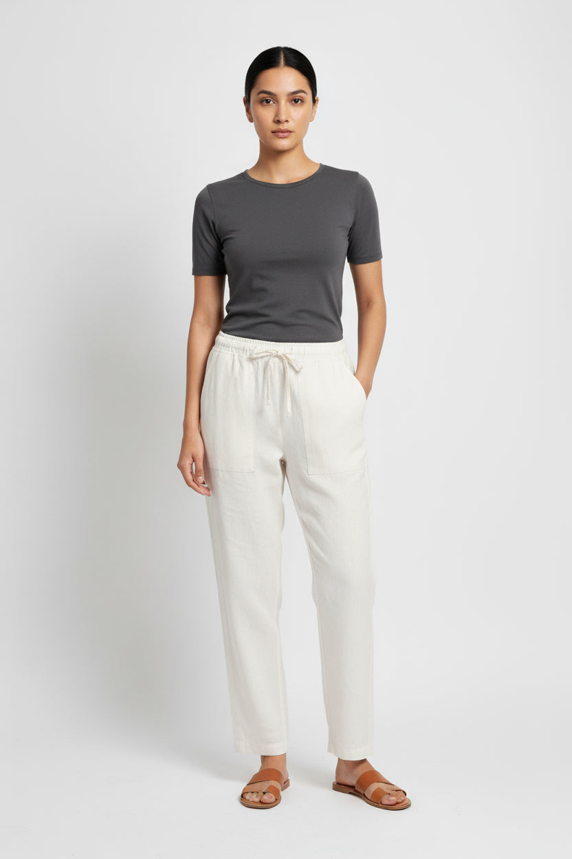 Bright White Cotton Pants