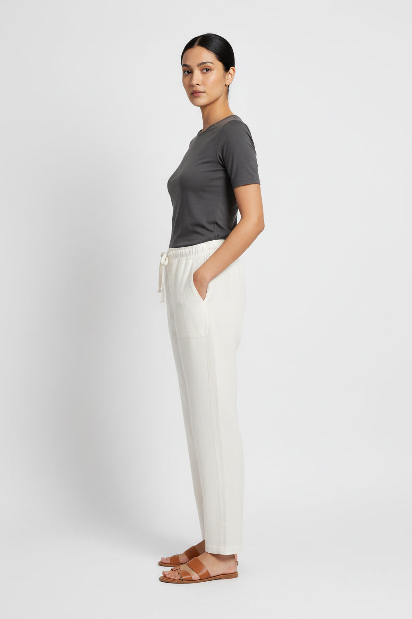 Bright White Cotton Pants