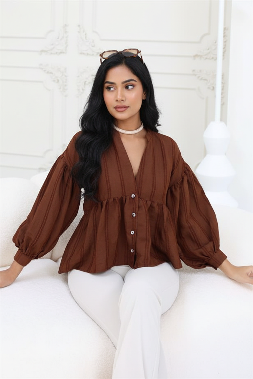 Brown Peplum Top
