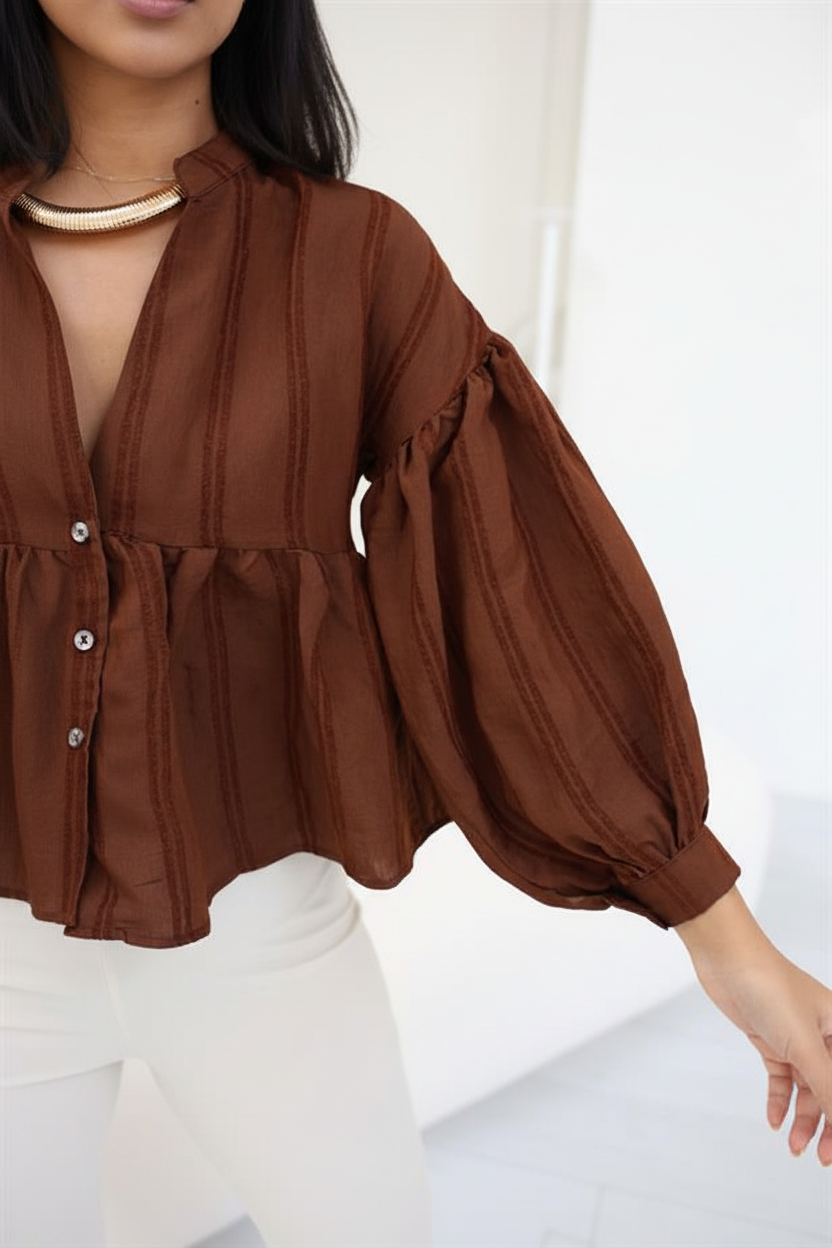 Brown Peplum Top