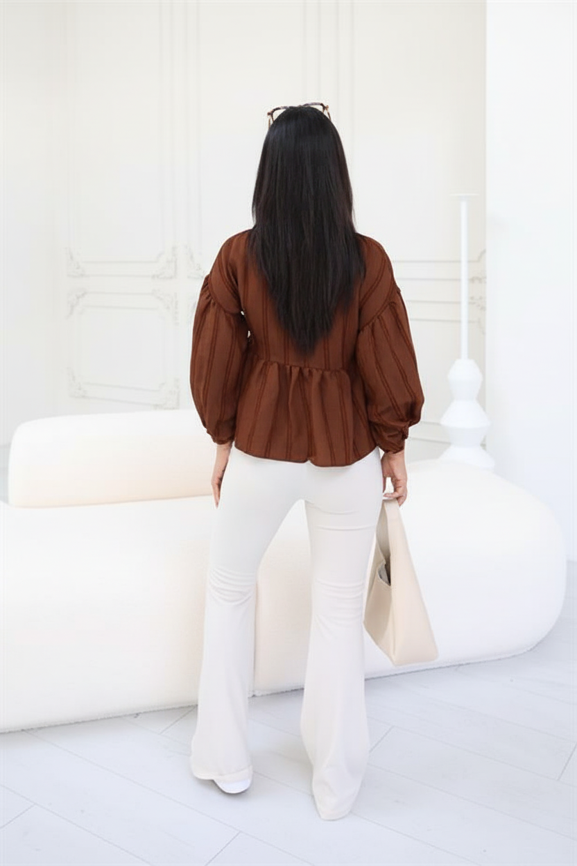 Brown Peplum Top