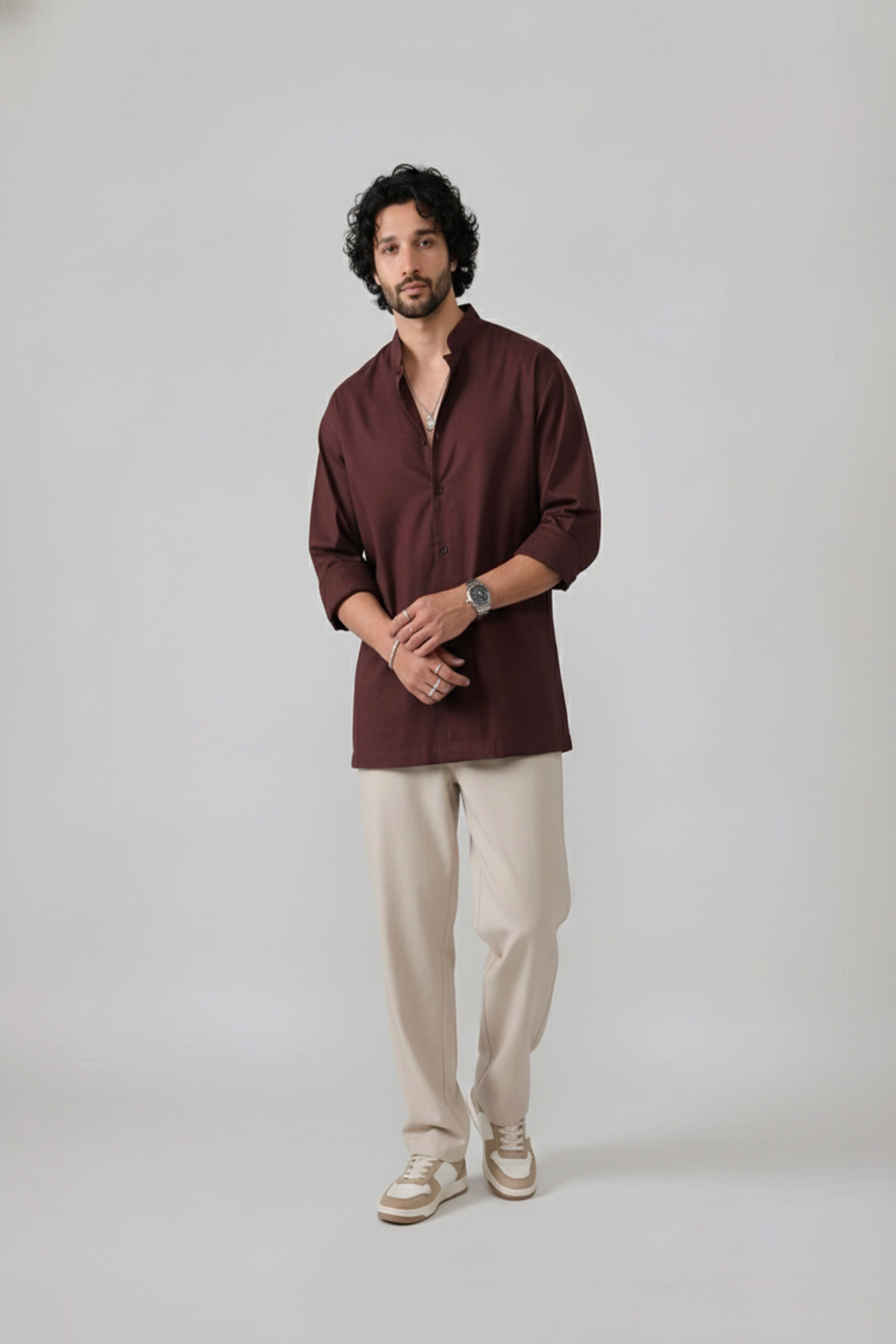 Brick Mandarin Shirt