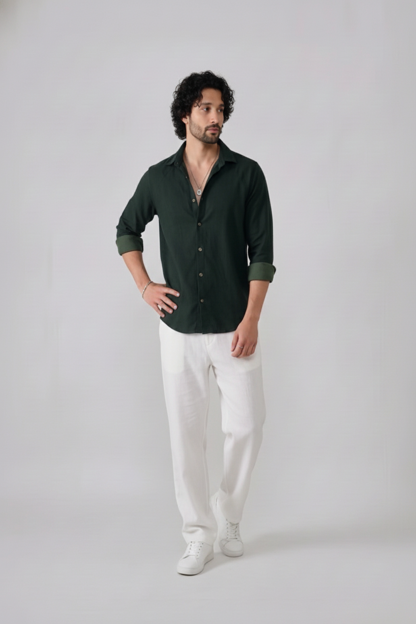 Corded Classic Shirt- Green