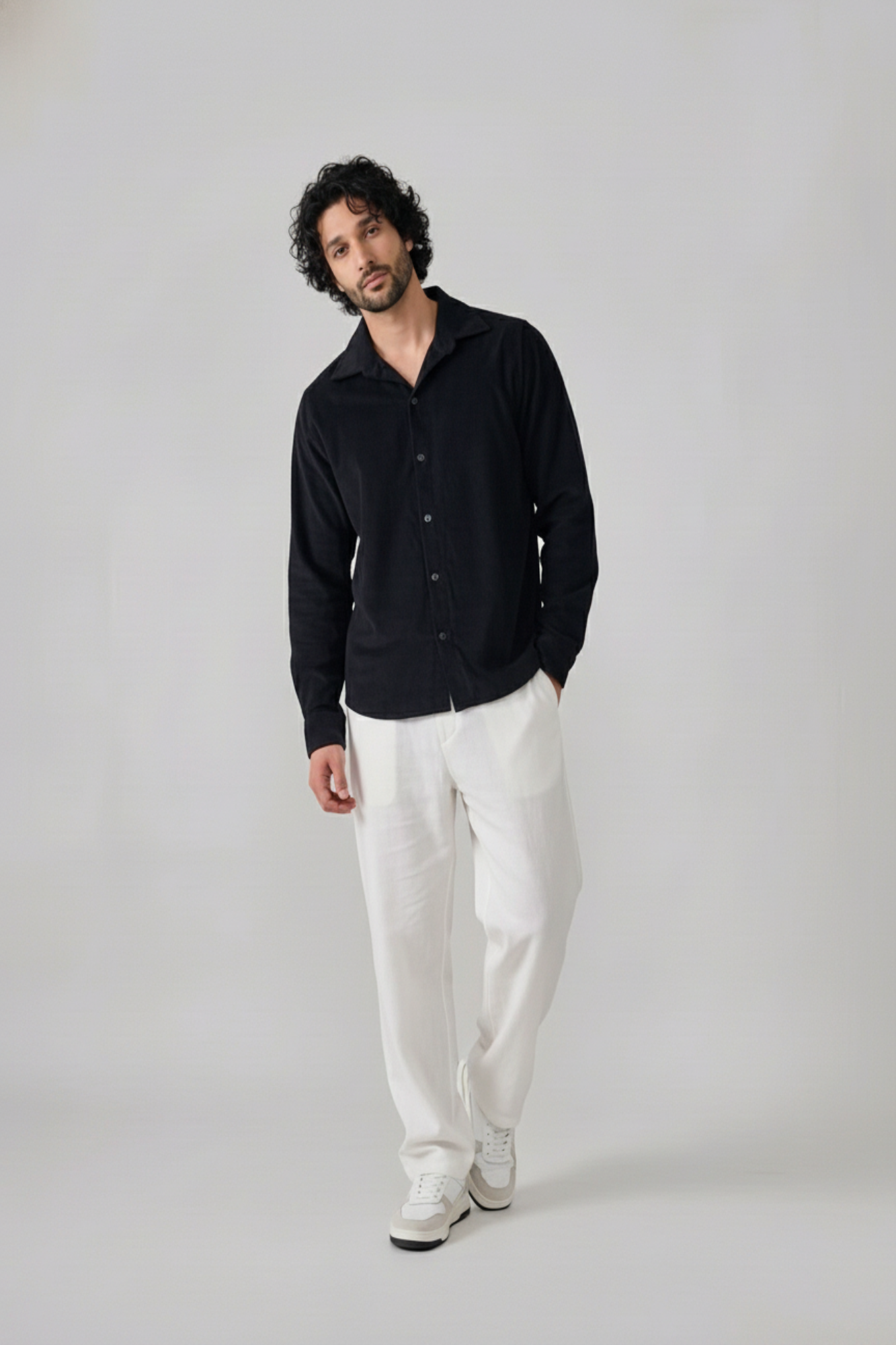 Corded Classic Shirt- Black