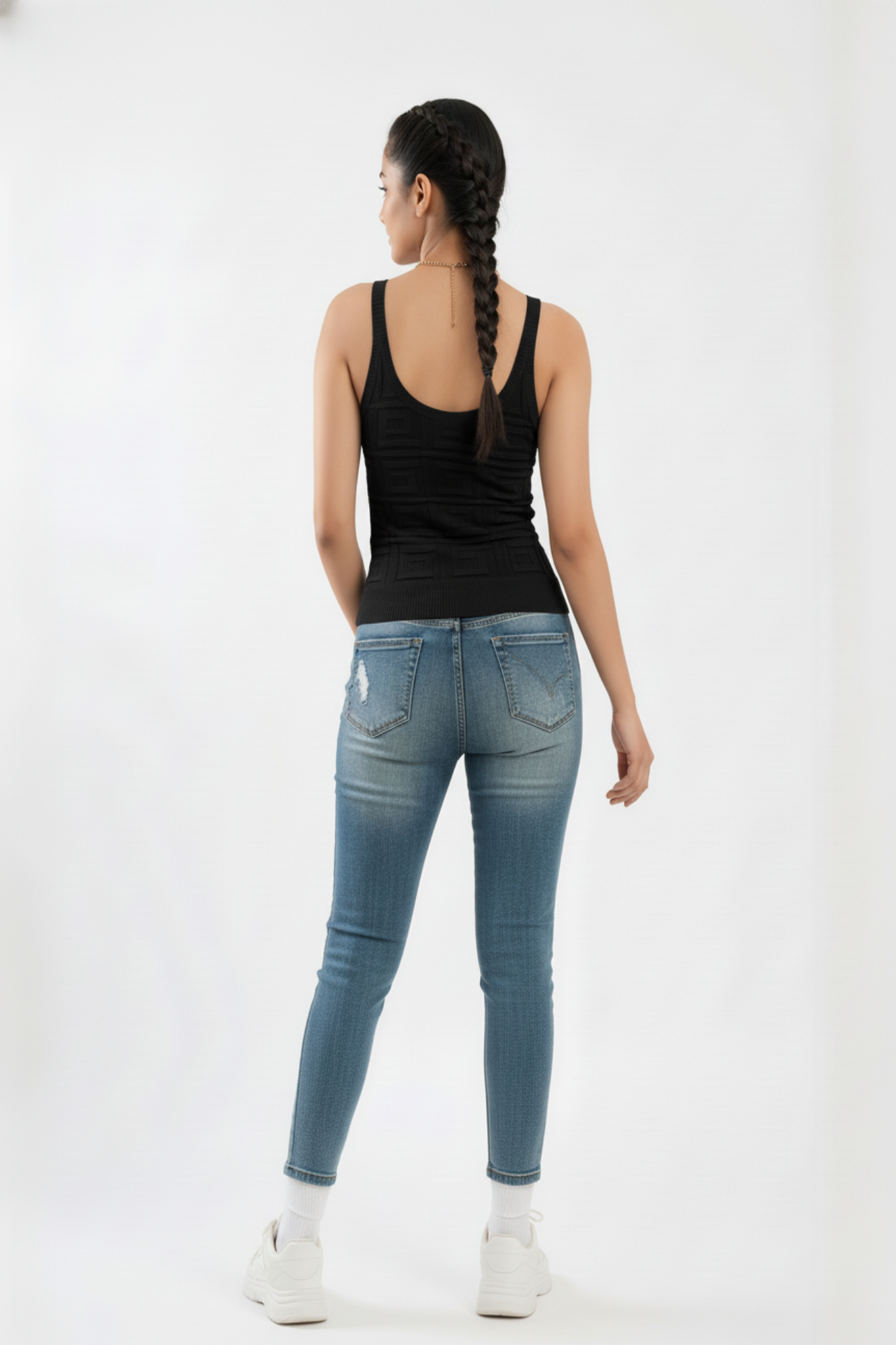 Black Strappy Rib Top
